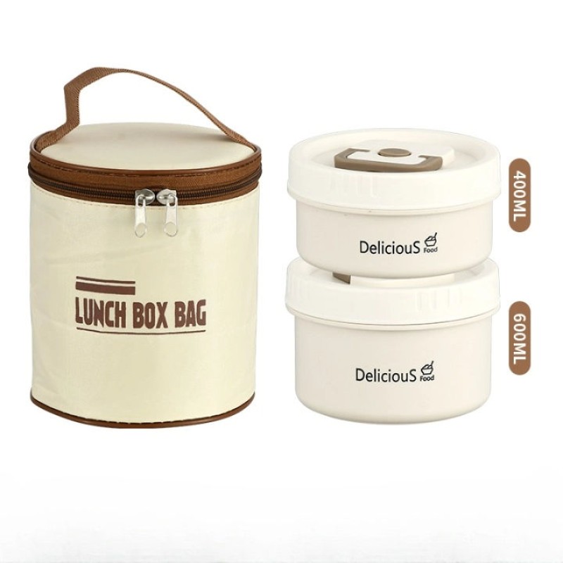 Premium Insulated Lunch Box Set with Thermal Carry Bag- 2 Layer | Stainless Steel Food Container for Office, School & Travel